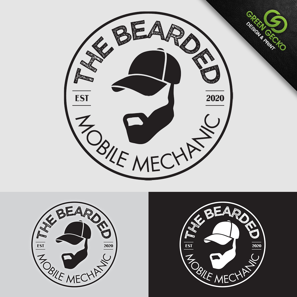 Logo design for The Bearded Mobile Mechanic – Green Gecko | Design ...